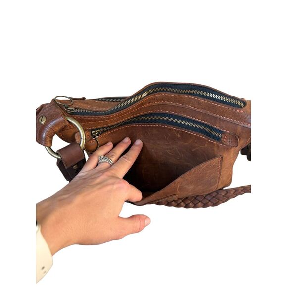 Cuddigan Leather Day Tripper Crossbody Bag Purse Brown - Picture 10 of 16